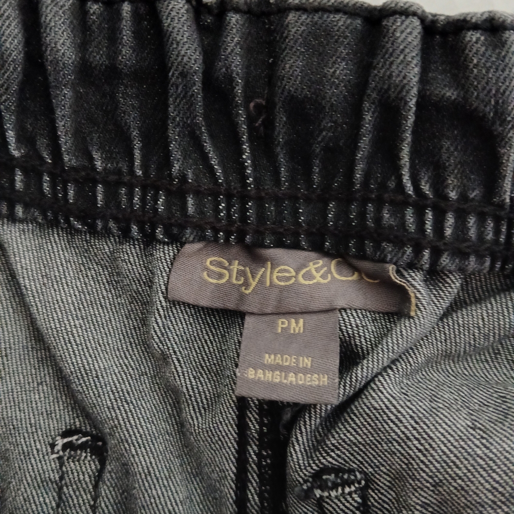 Style & Co Black Rinse Wide-Leg Pants Pull On Size PM New $18 - Picture 6 of 10